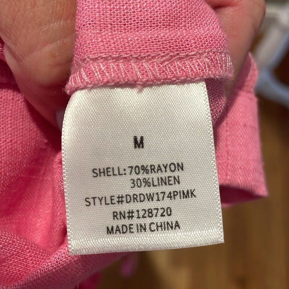 Francescas Pink Linen Tie Front Dress - Picture 8 of 9